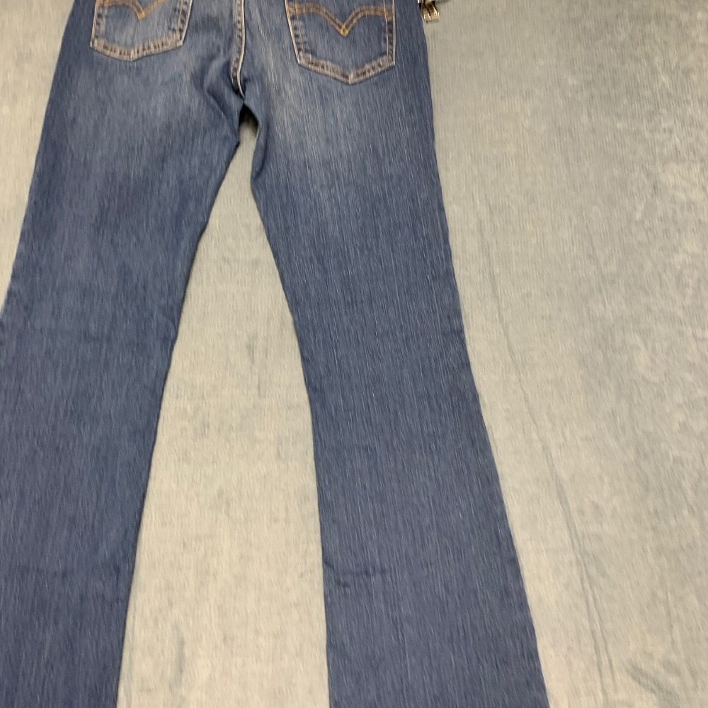 Levi's Regular Rise Flare Jeans Womens 16 Blue Whiskering Denim Cotton Stretch - Picture 7 of 16